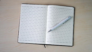 notebook, journal, diary, writing, top View, copy Space, white, business, work, desk, paper