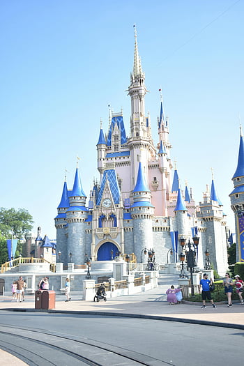 cinderella vár, varázslatos királyság, Walt Disney világ, öböl tó, Florida, USA, Orlando, mesebeli nevezetesség, Vidámpark, disney vár, látogatók