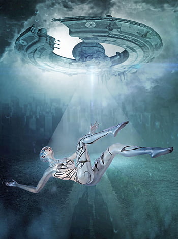 Mimozemský únos, UFO, kosmická loď, žena, únos, mimozemský, ženský, krajina