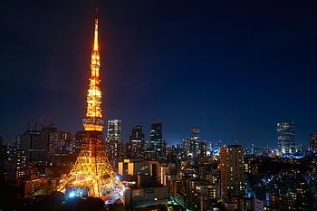 Tokyo Kulesi, şehir manzarası, gece görüşü, şehir Işıkları, akşam manzarası, Tokyo Cityscape, parlak aydınlatılmış, Muhteşem manzara, gece fotoğrafçılığı, gece şehir