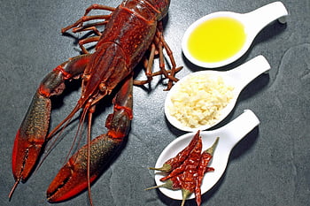 가재, 커먼 야비, 야비, 왕새우, 식품, 칠리, 마늘, 올리브유, 노골적인, 해물, 조개