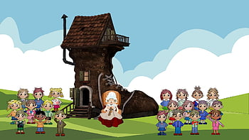kreslená pohádka, rým, školka, děti, dětství, boty, žena, dítě, vzdělání, předškolní, mateřská školka