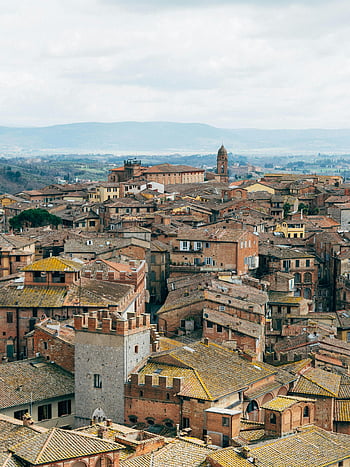 siena, staré Město, Historické střechy, Itálie, panoramatický výhled, hnědé budovy, šedé budovy, historické architektury, Evropské městské panoráma, středověké město, toskánsko