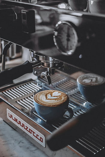 cappuccino, latte art, kávovar, kavárna, černá a šedá kávovar, lahodná káva, Profesionální espresso, kávový šálek, kávový nápoj, káva umění