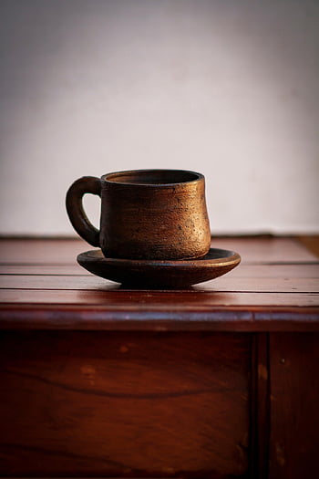 taza, café, cafeína, beber, bebida, marrón, madera, rústico, clasico, arcilla, barro