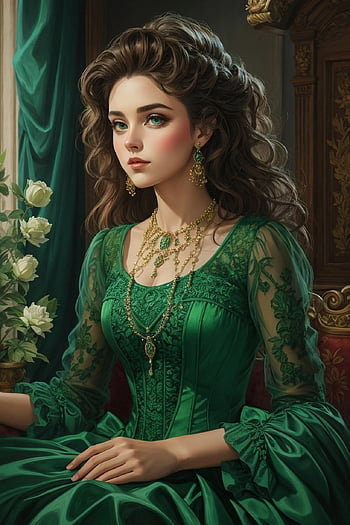 femme, fond de fleur, beau fond d'écran, Princesse, Royal, fleurs, majestueux, La peinture, fond d'écran iphone, ouvrages d'art, fond d'écran samsung
