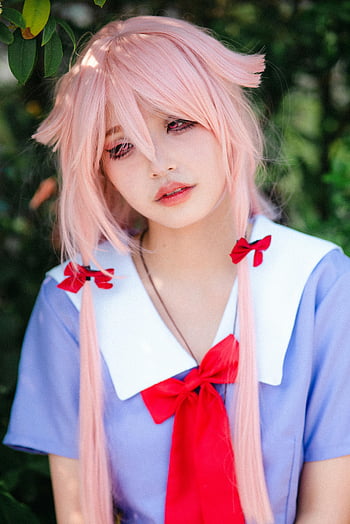 anime cosplay, young girl, pink hair, outdoor portrait, cosplay costume, red bow, anime character, cosplay photography, cosplay outfit, cosplay model, cosplay event
