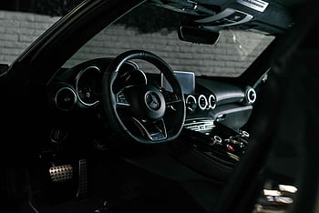 Mercedes-Benz, steering wheel, dashboard, interior, black and silver, Los Angeles, elegant, car interior, luxury vehicle, automotive design, Mercedes-Benz steering wheel
