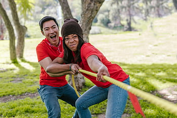 tug-of-war, man, woman, team building, exercise, park, adults, enjoying, outdoor activity, competition, fun