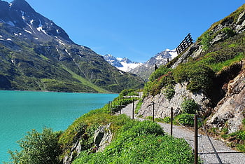 silvretta, φύση, vorarlberg, montafon, Αυστρία, bielerhöhe, δεξαμενή, νερό, βουνά, μονοπάτι