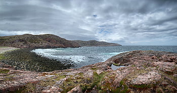 sea, beach, coast, sky, ocean, water, landscape, nature, rocks, clouds, rock