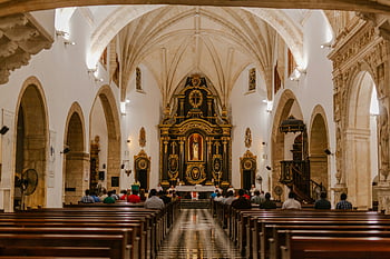 katolická katedrála, Dominikánská republika, historický kostel, Složitá architektura, místo uctívání, dědictví, Modlitby na lavicích, Hmotnost, interiér, náboženský, architektura