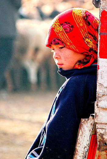 girl, child, portrait, young, kid, headscarf, thinking, alone, outdoors, minor, female