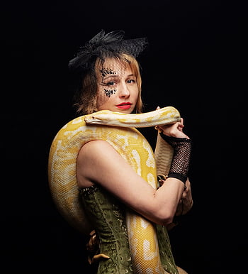 python, snake, albino, young Woman, woman, portrait, reptile, terrarium, exotic, boa, nature