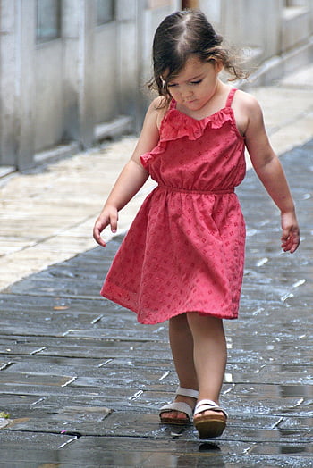 child, girl, street, walking, pavement, photography, rain, little Girl