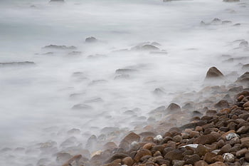 óceán, keleti tenger, Sokcho, gangwon csinál, természet, strand, hullámok, köd
