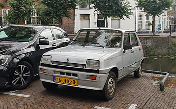 renault, 5, Laureát, 1984, auto, vinobraní, amersfoort, Nizozemí, poznávací značka, cihlová dlažba, kanál