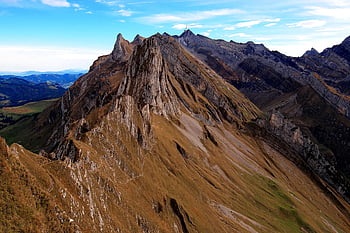 švýcarský, alpstein, säntis, appenzell, hora, lezení, Skála, schäfler, Příroda, podzim, hřbet