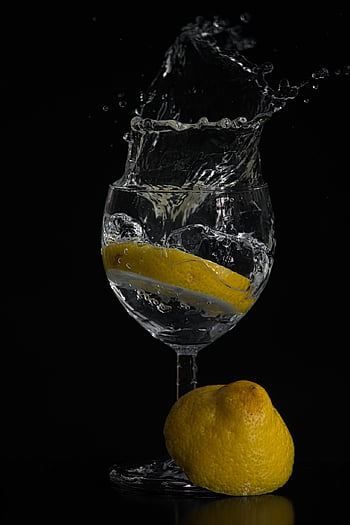 black Background, nature, lemons, water, drink, glass, glass Of Water, vitamins, liquid, healthy, refreshing