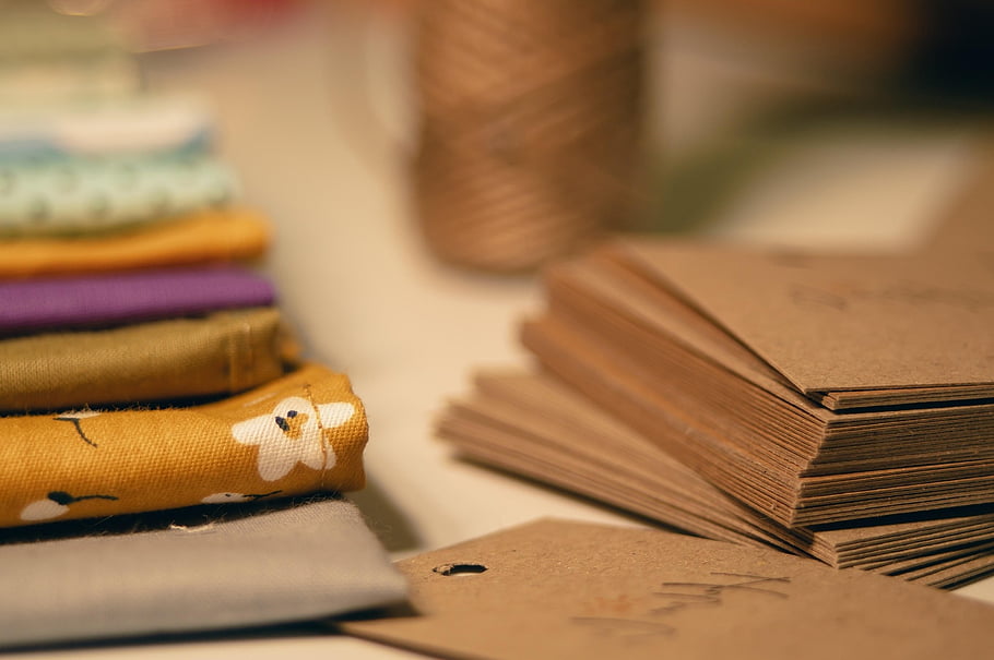 handkerchiefs, workshop, tags, fabrics