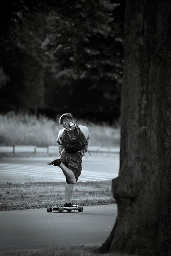 bruslař, chlapec, mladý muž, skateboard, silnice, avenue, člověk