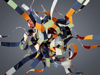 Ilustrace AI, umělá inteligence, velké jazykové modely, Tim West, Vizualizace AI, Barevné 3D stuhy, Abstraktní digitální umění, dynamická kompozice, výhody a nedostatky, digitální umění, abstraktní umění