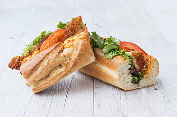 food, bread, sandwich, dish, cuisine, meal, tomato, lettuce, vegetable, chicken, healthy