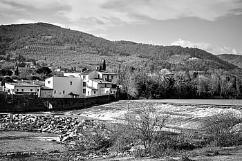 river, bridge, hills, olive Trees, landscape, villas, cypress Trees, panoramas, tuscany, florence