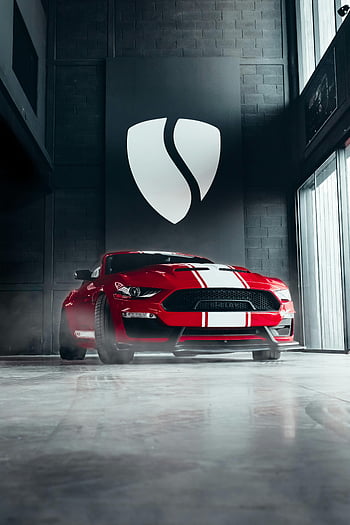 červený ford mustang, Shelby GT350, Silné auto, Vnitřní fotka, Dramatická pozice, luxusní vozidlo, Vysoce výkonné auto, červené sportovní auto, Ford Mustang Shelby, drahé auto, Fotografie s vnitřním vozem
