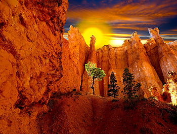 bryce kaňon, utah, hoodoos, slunce, nebe, červený pískovec, krajina, scénický, Skalní formace, geologie, Příroda