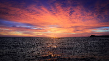 maisema, meri, ranta, luonto, valtameri, auringonlasku, taivas, vene, vesi, matkustaa, pilviä