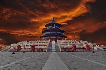 chrám Boží, chrám, Čína, Peking, náměstí Nebeského klidu, buddhismus, duchovní, mraky, architektura, mezník, historický