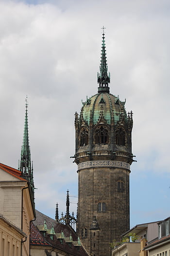 tower, castle Church, lutherstadt, wittenberg, church, theses, martin, luther, martin Luther, evangelical, christian