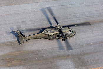 Gray Helicopter, Gray Road, military helicopter, top view, in motion, runway, aerial view, helicopter shadow, military aircraft, flight, transportation