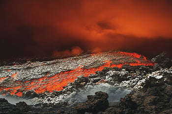 volcano, eruption, wash, smoke, rocks, nature, ash, magma, fire, hot