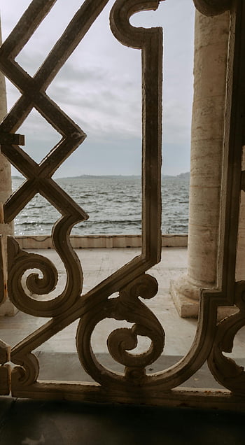 Brown concrete railings, Bosphorus view, Istanbul scenery, decorative railing, sea view, scenic view, concrete railing design, Bosphorus Istanbul, outdoor railing, waterfront railing, architectural railing