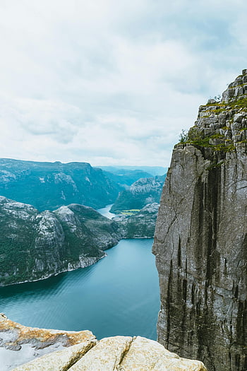 Lysefjord, preikestolen, Norvège, vue aérienne, Formations rocheuses, large rivière, paysage magnifique, falaise, fjord, beauté naturelle, vue panoramique