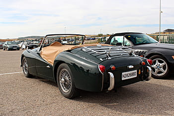 triumf tr2, klasické auto, konvertibilní, vinobraní, zelená, zpětný pohled, poznávací značka, Přehlídka aut, venkovní, parkoviště, bmw