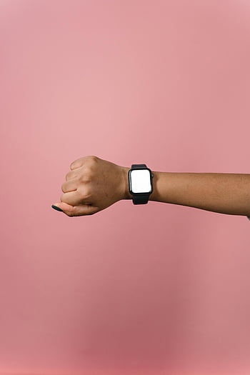 smartwatch, person's hand, pink background, design mockups, wearable technology, smart watch, wristwatch, tech accessory, modern gadget, minimalistic design, mockup template