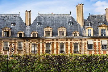 costruzione, piazza cittadina, facciata, mattone, Vosges Place, città, Francia, Parigi, architettura