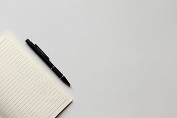 pero, notebook, bílý povrch, jednoduché složení, prázdný povrch, dostatek prostoru pro kopie, minimalistický, Nástroje pro psaní, papírnictví, ploché ležel, pohled shora