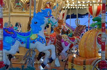 carousel, merry Go Round, holidays, christmas Fair, xmas, theme Park, amusement Park