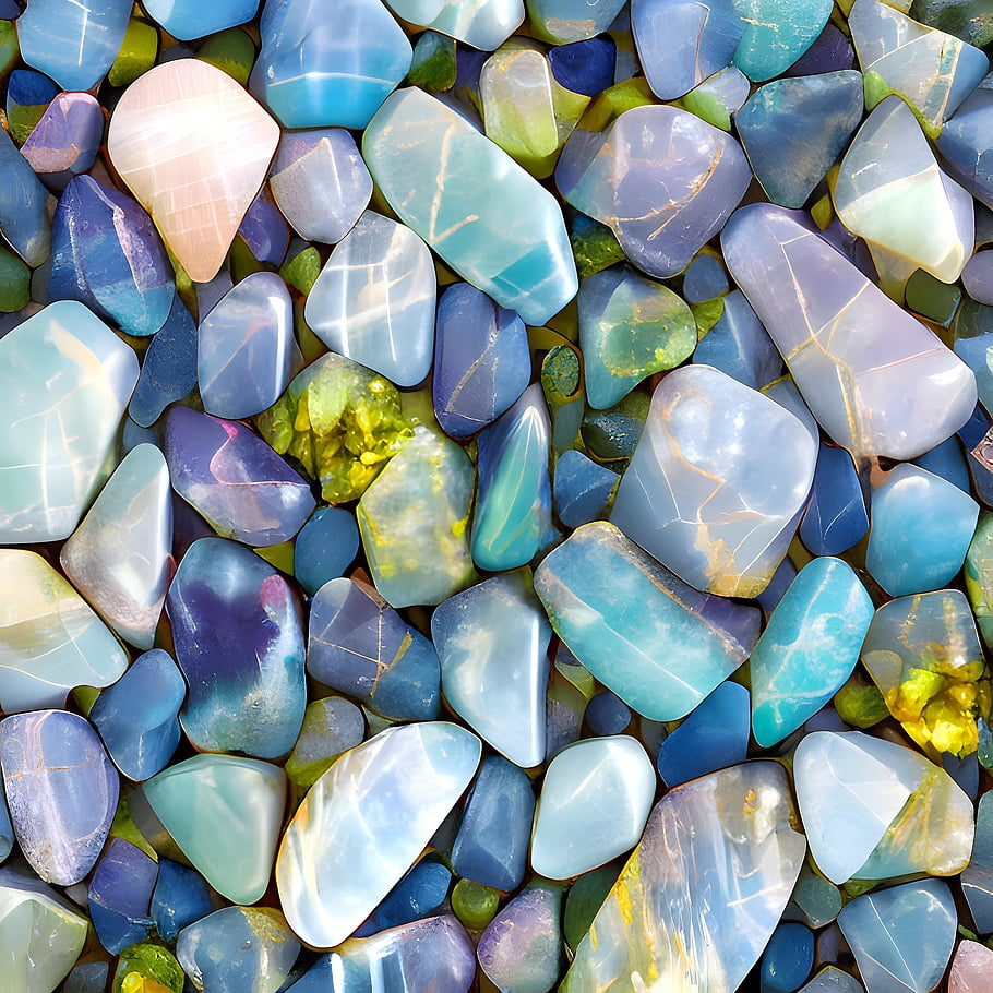 stones, gems, multi-colored, rocks, nature, blue, polished, tumbled, fantasy