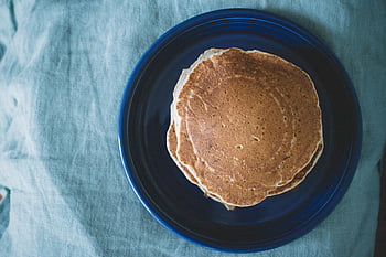 pancakes, blue plate, breakfast, homemade pancakes, aerial view, stack of pancakes, morning meal, breakfast food, breakfast plate, breakfast pancakes, blue breakfast plate