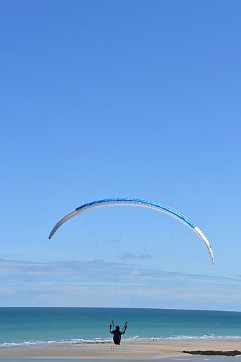 paragliding, paraglider, aircraft, flight, fly, sailing, flew, meteorology, wind Weather, blue Sky, blue Sea