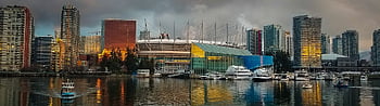vancouver, stadión, Příroda, architektura, krajina, město, voda, Kanada, budova, panoráma, soumrak