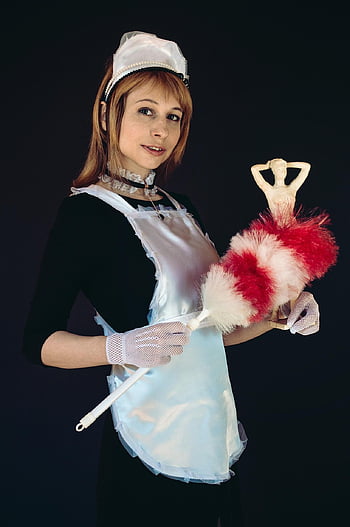 služka, jednotný, zástěra, Pipidaster, čisticí kartáč, cosplay, dívka, žena, čištění, víčko, hospodyně
