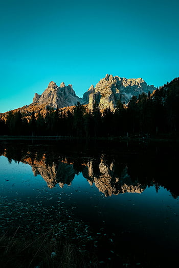 hora, jezero, svítání, klidný, odraz, krajina, podmanivý, les, Příroda, venkovní, scenérie