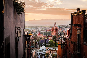 mexico, san Miguel De Allende, dusk, church, skyline, alley, tower, travel, tourism, building, sky