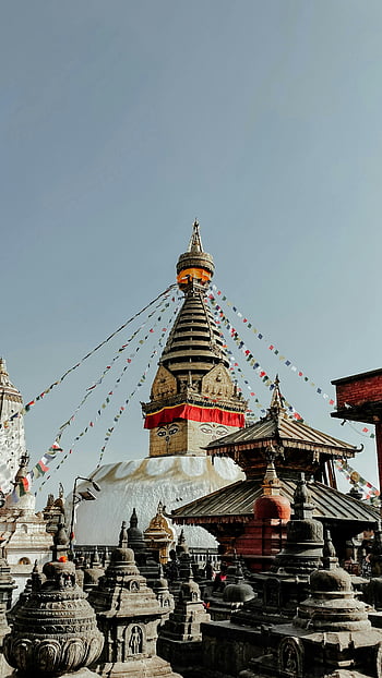 swayambhu stúpa, buddhistická architektura, modlitební praporky, kathmandu, Nepál, stupa, swayambhu, buddhistický chrám, Náboženské místo, kulturní památka, starověké architektury